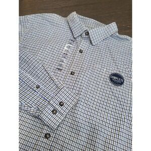 AXE FR Button Up Shirt Mens 2XL Blue Black White Plaid Long‎ Sleeve Flame NEW**
